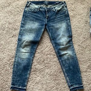Silver brand, washed, ankle cropped jeans